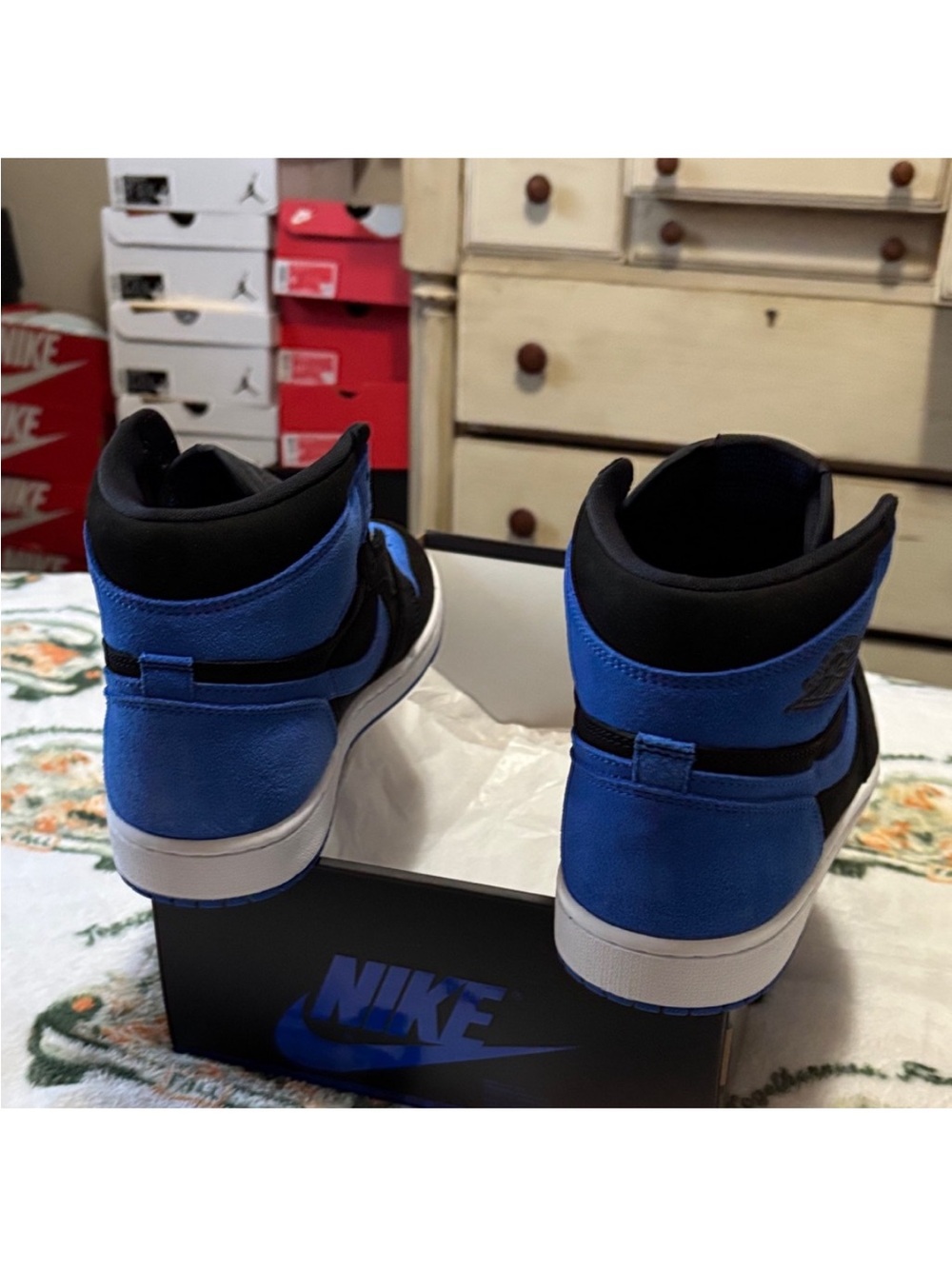 Nike High-Top Sneakers in Black and Royal Blue - Picture 3 of 6